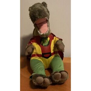 BAB Build a Bear TRex Dinosaur Plush 17" Brown In Superhero Costume‎